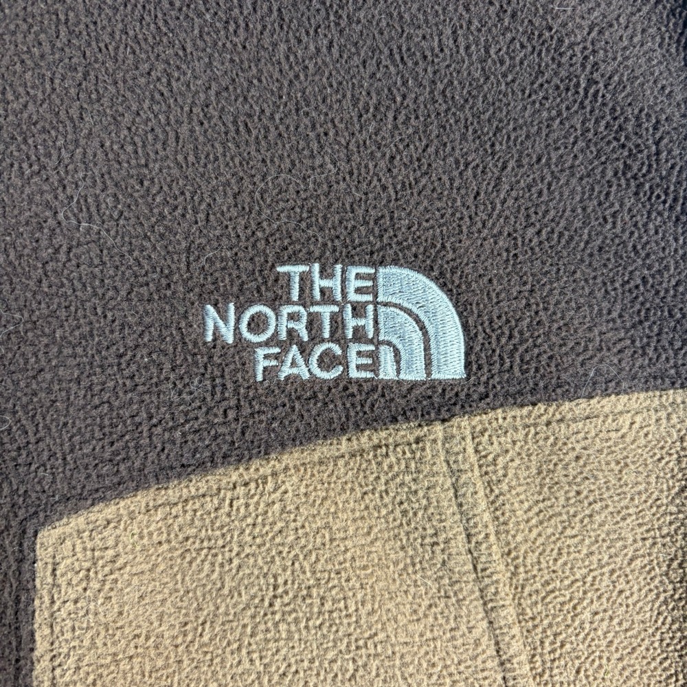 The North Face Mens M Brown Two Tone Full Zip Fleece Vest Embroidered Logo - Picture 4 of 10